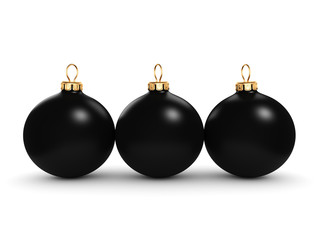 3D rendering Black Christmas ball