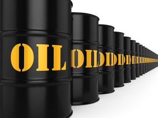 3D rendering Black oil barrels