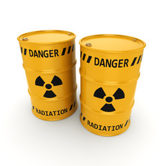 3D rendering Yellow radioactive barrels