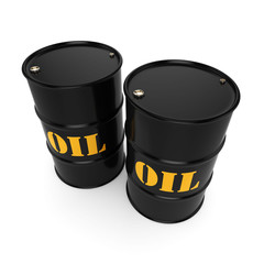 3D rendering Black oil barrels