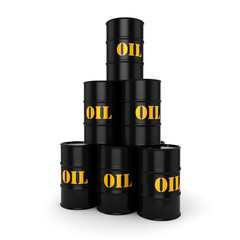 3D rendering Black oil barrels