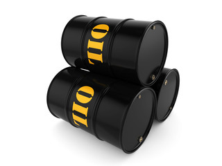 3D rendering Black oil barrels