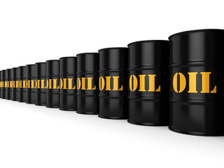 3D rendering Black oil barrels