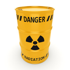3D rendering Yellow radioactive barrel