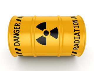 3D rendering Yellow radioactive barrel