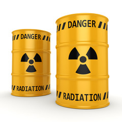 3D rendering Yellow radioactive barrels