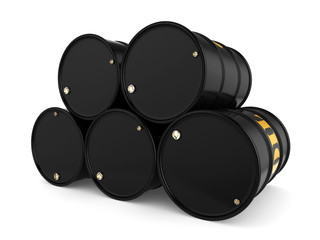 3D rendering Black oil barrels