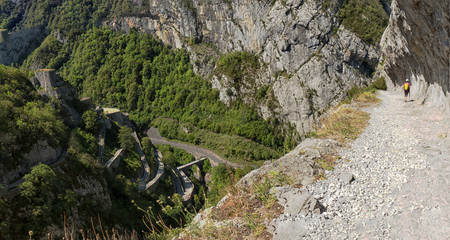 view of the mountain with Fort  du Portalet on the french pyrene