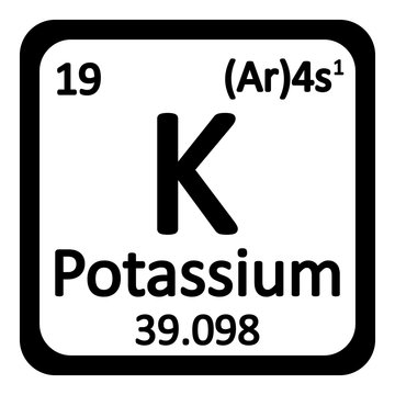 Periodic table element potassium icon.