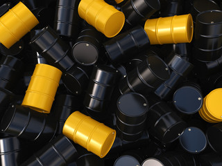 3D rendering black and yellow barrels