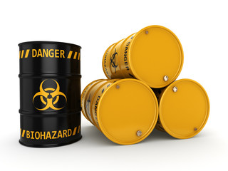 3D rendering biohazard barrels