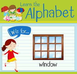Flashcard letter W is for window