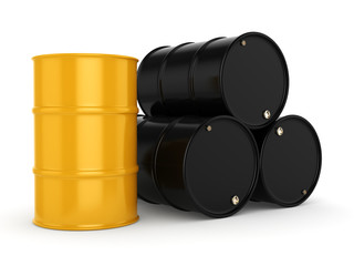 3D rendering black barrels and yellow