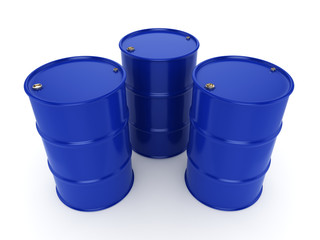 3D rendering blue barrels