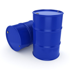 3D rendering blue barrels