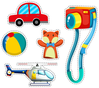 Sticker set of colorful toys