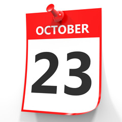 October 23. Calendar on white background.