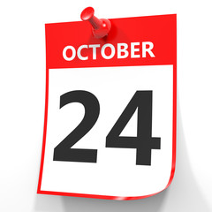 October 24. Calendar on white background.
