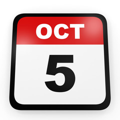 October 5. Calendar on white background.