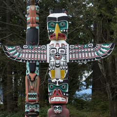 Totem poles at Stanley Park, Vancouver, British Columbia, Canada © klevit