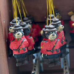 Wooden crafted sculptures for sale at market stall, Vancouver, B © klevit