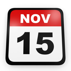 Fototapeta premium November 15. Calendar on white background.