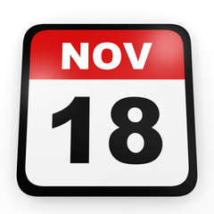 November 18. Calendar on white background.