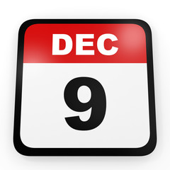 December 9. Calendar on white background.