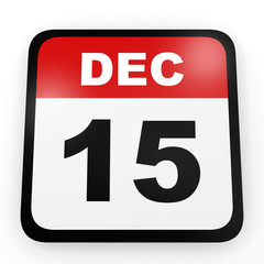 December 15. Calendar on white background.