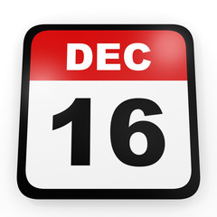 December 16. Calendar on white background.
