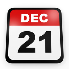 Fototapeta premium December 21. Calendar on white background.