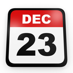 Fototapeta premium December 23. Calendar on white background.