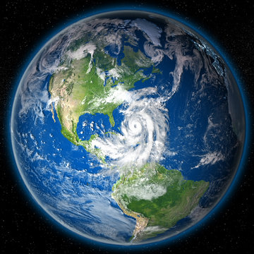 Hurricane Matthew on globe