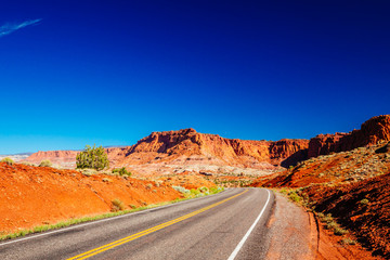 Road near Chimney Rock, Capital Reef National Park, Utah, USA