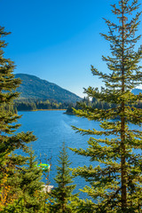 Fototapeta na wymiar Majestic mountain lake in Canada. Coquihalla Lake in British Columbia, Canada.