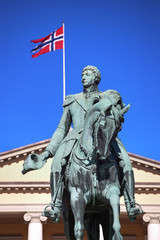 Statue of Norwegian King Karl Johan XIV in Oslo, Norway