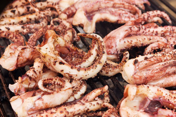 octopus is preparing on Grill