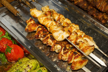 Meat roasted on skewers