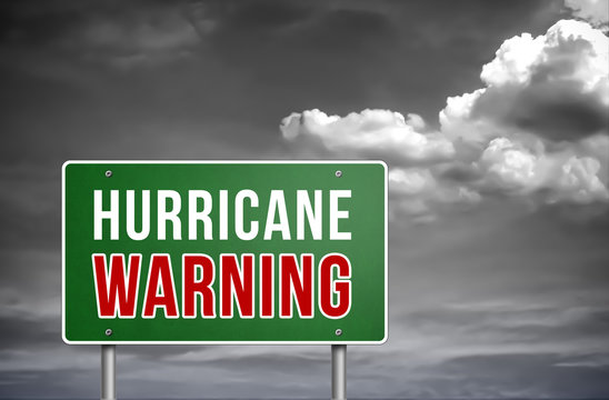 Hurricane warning road sign