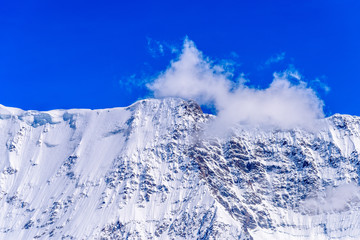 The Swiss Alps at Murren, Switzerland. Jungfrau Region. The valley of Lauterbrunnen from Interlaken.