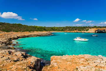 Beautiful view to the coast beach Cala Varques at Majorca Spain