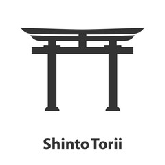 Icon of Shinto symbol. Torii religion sign