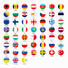Set of flags of all countries of Europe