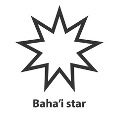 Icon of Bahai Nine pointed star symbol. Bahaism religion sign