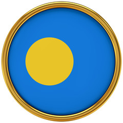 Palau Flag Glossy Button/icon (3d rendering).