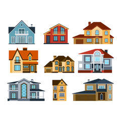 Houses front view vector illustration