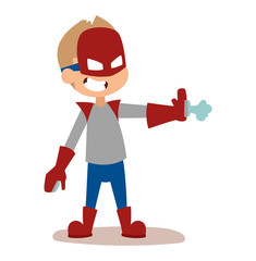 Superhero kid boy cartoon vector illustrationt