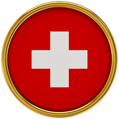 Switzerland Flag Glossy Button/icon (3d rendering).
