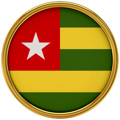 Togo Flag Glossy Button/icon (3d rendering).