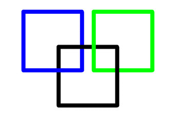 Синий черный зеленый квадраты на белом фоне